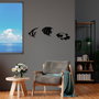Wallity Fishes - 300 Escultura de Pared de Metal Negra